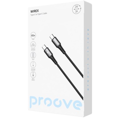 Кабель Proove WireX Type-C to Type-C 60W (2m) black (CCWX60002221)