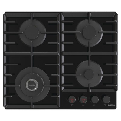 Варильна поверхня Gorenje газова на склі, 60см, чавун, чорний (GKTW642SYB)