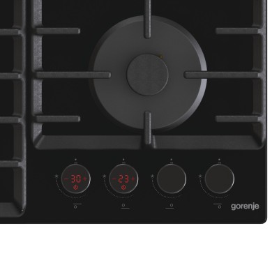 Варильна поверхня Gorenje газова на склі, 60см, чавун, чорний (GKTW642SYB)