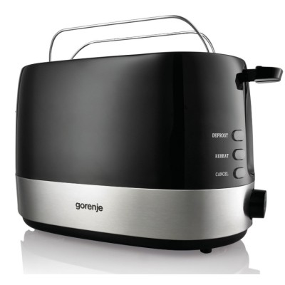 Тостер Gorenje, 850Вт, пластик/ металл , функц. розморож, автовідключення, чорний (T850BK) Тостер Gorenje, 850Вт, пластик/ металл , функц. розморож, автовідключення, чорний (T850BK)