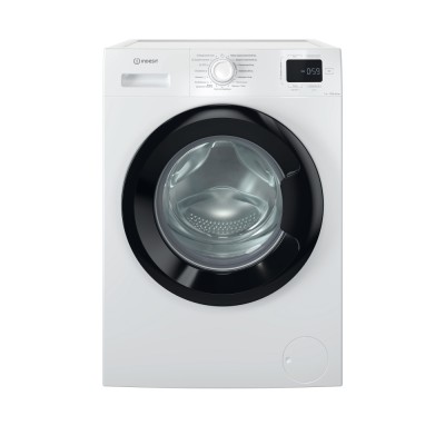 Пральна машина Indesit фронтальна, 7кг, 1200, A+++, 49.6см, дисплей, пара, інвертор, люк чорний, білий (IM712BMYTIMEUA)