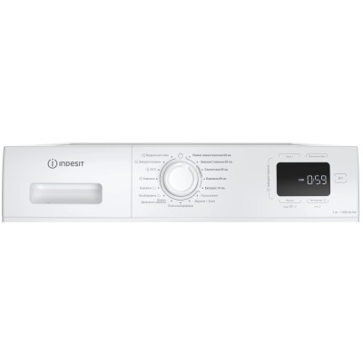 Пральна машина Indesit фронтальна, 7кг, 1200, A+++, 49.6см, дисплей, пара, інвертор, люк чорний, білий (IM712BMYTIMEUA)