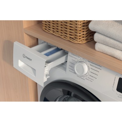 Пральна машина Indesit фронтальна, 7кг, 1200, A+++, 49.6см, дисплей, пара, інвертор, люк чорний, білий (IM712BMYTIMEUA)