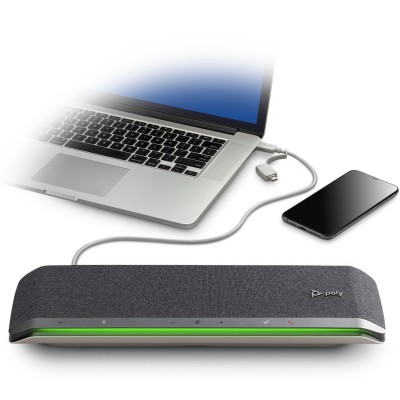 Спікерфон Poly Sync 60-M, сертифікат Microsoft Teams, 6 x Bi-Mic, радіус 3 м, USB-A, USB-C, Bluetooth, сірий (77P41AA)