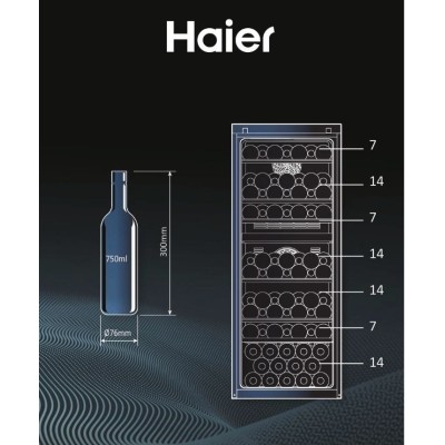 Холодильник Haier для вина, 127x49.7х58.5, мороз.відд.-190л, зон - 2, бут-77, ST, дисплей, чорний (HWS77GDAU1)