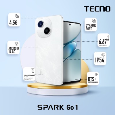 Смартфон TECNO Spark Go 1 (KL4) 3/64GB Glittery White
