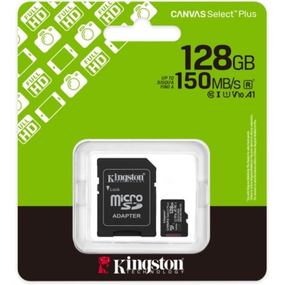Карта пам'яті Kingston MicroSDXC 128GB Canvas Select Plus Gen3 150MB/s A1 + SD-адаптер (SDCS3/128GB)