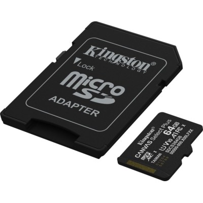 Карта пам'яті Kingston MicroSDXC 64GB Canvas Select Plus Gen3 100MB/s A1 + SD-адаптер (SDCS3/64GB)