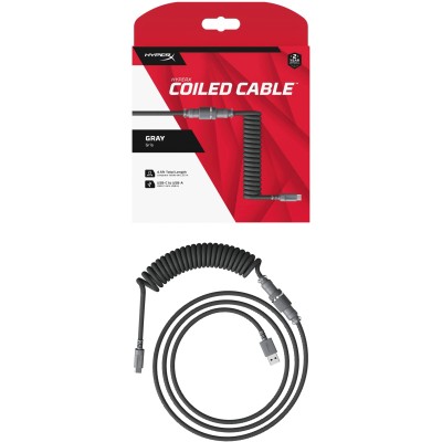 Кабель заряджання/синхронізації HyperX USB-A > USB-C, спіральний, 1.37м, сірий (6J678AA) Кабель заряджання/синхронізації HyperX USB-A > USB-C, спіральний, 1.37м, сірий (6J678AA)