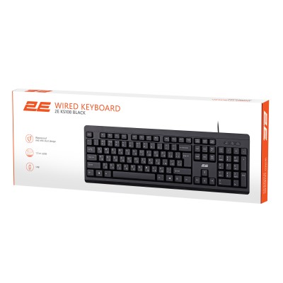 Клавіатура мембранна 2E KS108 104key, USB-A, EN/UK, чорний (2E-KS108UB_UA)