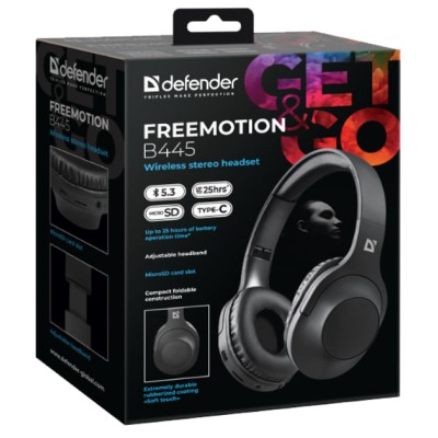Навушники DEFENDER (63445)FreeMotion B445 Bluetooth, чорний