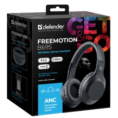 Навушники DEFENDER (63695)FreeMotion B695 Bluetooth ANC, чорний