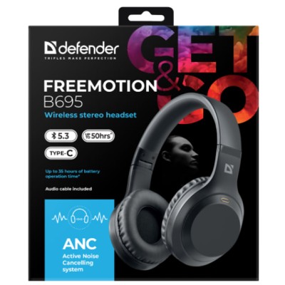 Навушники DEFENDER (63695)FreeMotion B695 Bluetooth ANC, чорний