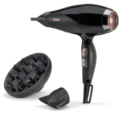 Фен Babyliss Air Power Pro, 2300Вт, 3 режими, дифузор, іоніз-я, хол. обдув, кераміка, чорно-рожевий (6716DE)