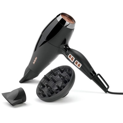 Фен Babyliss Air Power Pro, 2300Вт, 3 режими, дифузор, іоніз-я, хол. обдув, кераміка, чорно-рожевий (6716DE)