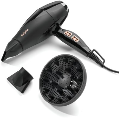 Фен Babyliss Air Power Pro, 2300Вт, 3 режими, дифузор, іоніз-я, хол. обдув, кераміка, чорно-рожевий (6716DE)