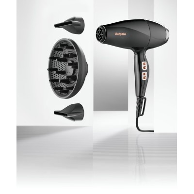 Фен Babyliss Air Power Pro, 2300Вт, 3 режими, дифузор, іоніз-я, хол. обдув, кераміка, чорно-рожевий (6716DE)