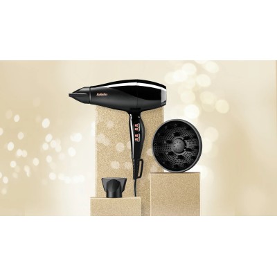 Фен Babyliss Air Power Pro, 2300Вт, 3 режими, дифузор, іоніз-я, хол. обдув, кераміка, чорно-рожевий (6716DE)