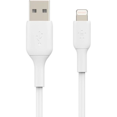 Кабель USB-A > Lightning заряджання/синхронізації Belkin 1м, 12Вт, PVC, білий (CAA001BT1MWH)