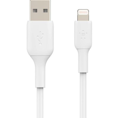 Кабель USB-A > Lightning заряджання/синхронізації Belkin 1м, 12Вт, PVC, білий (CAA001BT1MWH)