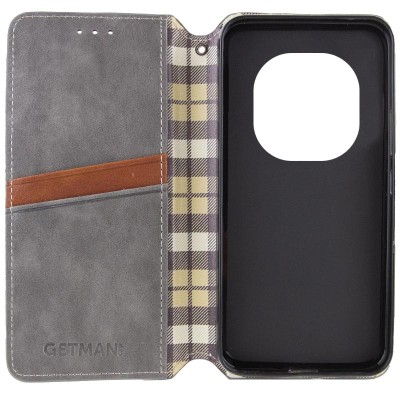 Шкіряний чохол-книжка GETMAN Cubic (PU) для Xiaomi Redmi Note 14 Pro 5G / 14 Pro+ Сірий