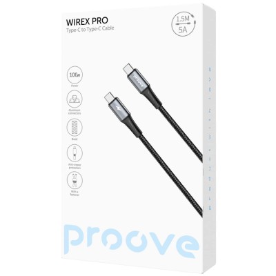 Кабель Proove WireX Pro Type-C to Type-C 100W (1.5m) white (CCWX11002202)