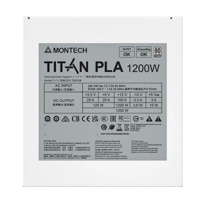 Блок живлення ATX 1200W TIX0126 TITAN PLA 1200 MONTECH Блок живлення ATX 1200W TIX0126 TITAN PLA 1200 MONTECH