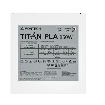 Блок живлення ATX 850W TIX0124 TITAN PLA 850 MONTECH Блок живлення ATX 850W TIX0124 TITAN PLA 850 MONTECH