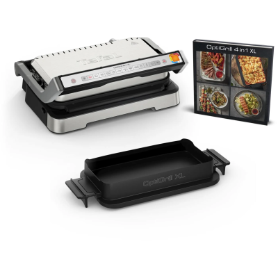 Гриль Tefal прижимний OptiGrill 4in1 XL 2200Вт, темп. режимів-4, з`ємні пластини, форма для випічки, метал (GC784D30)