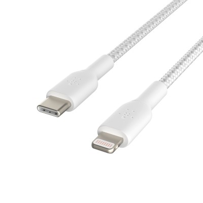 Кабель USB-C > Lightning заряджання/синхронізації Belkin 2м, 30Вт, Type-C, плетений, білий (CAA004BT2MWH) Кабель USB-C > Lightning заряджання/синхронізації Belkin 2м, 30Вт, Type-C, плетений, білий (CAA004BT2MWH)