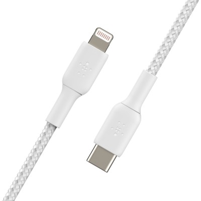 Кабель USB-C > Lightning заряджання/синхронізації Belkin 2м, 30Вт, Type-C, плетений, білий (CAA004BT2MWH) Кабель USB-C > Lightning заряджання/синхронізації Belkin 2м, 30Вт, Type-C, плетений, білий (CAA004BT2MWH)
