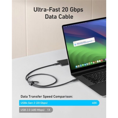 кабель ANKER USB-C to USB-C - 0.9m 240W 20 Gbps 4K Video Tranfer Bio-Nylon (Чорний)