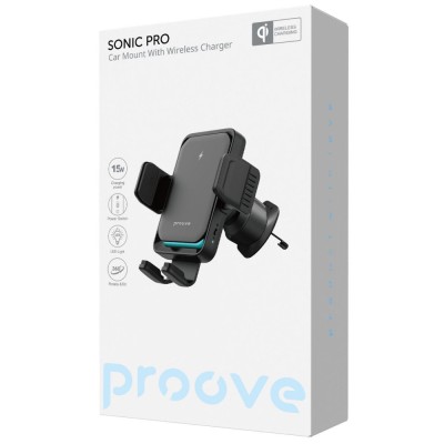 Автомобільний тримач з Бездротовим ЗП Proove Sonic Pro 15W (WHSP15002001) black