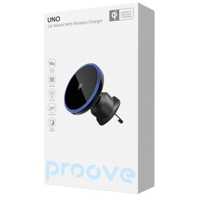 Автомобільний тримач з Бездротовим ЗП Proove UNO 15W (WHUN15002001) black