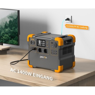Зарядна станція Pecron E1500LFP - 1536Wh/AC 2200W/100W 1xPD/4xUSB/1xCar/Qi/UPS/MPPT