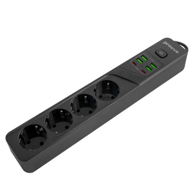 Мережевий фільтр Proove Power Strip P-04 (4 розетки + 4 USB + 2 Type-C) 3M (PSP442430001) black