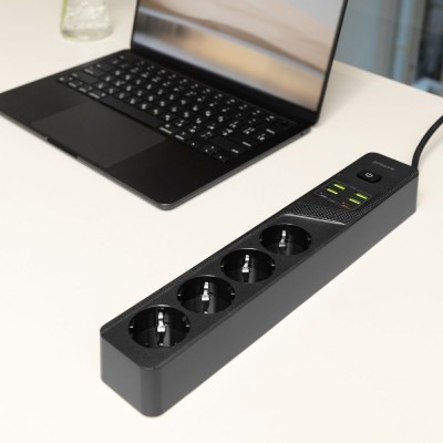 Мережевий фільтр Proove Power Strip P-04 (4 розетки + 4 USB + 2 Type-C) 3M (PSP442430001) black