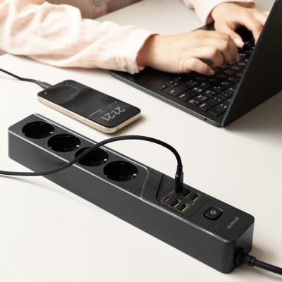 Мережевий фільтр Proove Power Strip P-04 (4 розетки + 4 USB + 2 Type-C) 3M (PSP442430001) black