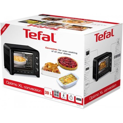 Піч електрична Tefal Optimo, 39л, 2000Вт, механіч., гриль, конвенція, підсвітка всередині, чорна (OF484811)