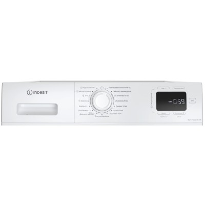 Пральна машина Indesit фронтальна, 6кг, 1200, A+++, 44.6см, дисплей, пара, інвертор, люк чорний, білий (IM602BMYTIMEUA)