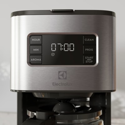 Кавоварка Electrolux крапельна 1.375л, мелена, дисплей, програмований таймер, метал (E5CM1-6ST)