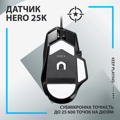 Миша LOGITECH G502 X, Black, USB (910-006138)