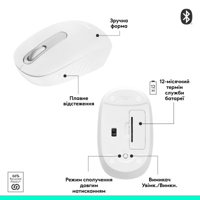 Миша LOGITECH M196 Bluetooth - OFF WHITE (L910-007460)