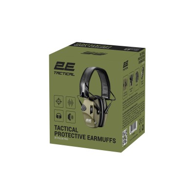 Тактичні захисні навушники 2E Pulse Pro Army Green NRR 22 dB, активні Тактичні захисні навушники 2E Pulse Pro Army Green NRR 22 dB, активні
