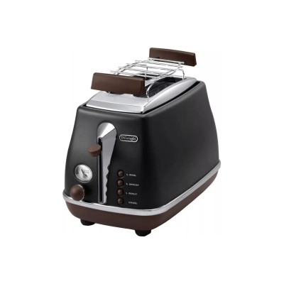 Тостер DeLonghi Icona Vintage 900Вт, метал, односторонній підігрів, чорний (CTOV2103BK) Тостер DeLonghi Icona Vintage 900Вт, метал, односторонній підігрів, чорний (CTOV2103BK)