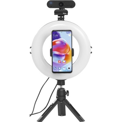 Трипод смартфону Hama Smart-80 V2, кулястий, 9.5cм, Bluetooth, зі світлодіодним кільцем, чорний Трипод смартфону Hama Smart-80 V2, кулястий, 9.5cм, Bluetooth, зі світлодіодним кільцем, чорний