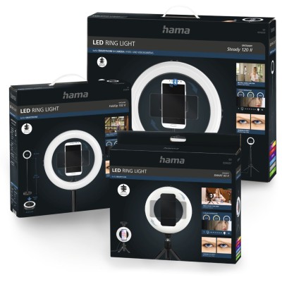 Трипод смартфону Hama Smart-80 V2, кулястий, 9.5cм, Bluetooth, зі світлодіодним кільцем, чорний Трипод смартфону Hama Smart-80 V2, кулястий, 9.5cм, Bluetooth, зі світлодіодним кільцем, чорний