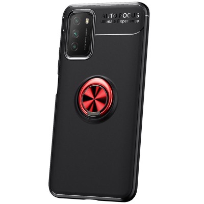 TPU чехол Deen ColorRing под магнитный держатель (opp) для Xiaomi Poco M3 Черный / Красный TPU чехол Deen ColorRing под магнитный держатель (opp) для Xiaomi Poco M3 Черный / Красный