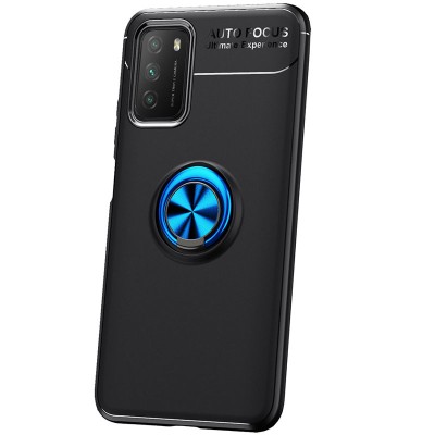 TPU чехол Deen ColorRing под магнитный держатель (opp) для Xiaomi Poco M3 Черный / Синий TPU чехол Deen ColorRing под магнитный держатель (opp) для Xiaomi Poco M3 Черный / Синий