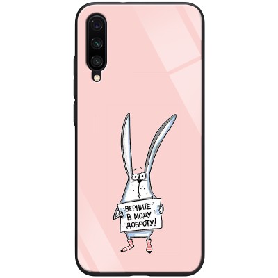 TPU+Glass чехол ForFun для Xiaomi Mi A3 (CC9e) Добрый заяц / Розовый TPU+Glass чехол ForFun для Xiaomi Mi A3 (CC9e) Добрый заяц / Розовый
